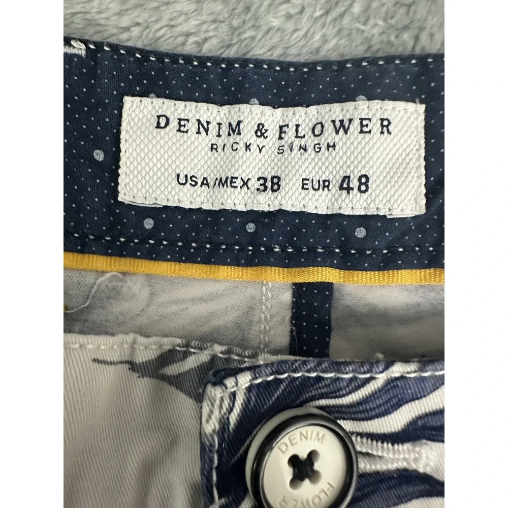 Denim & Flower Shorts Mens 38 Floral Hawaiian Print Casual Summer